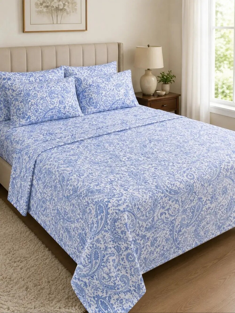 DC Blue Paisley Cotton Sheet Set
